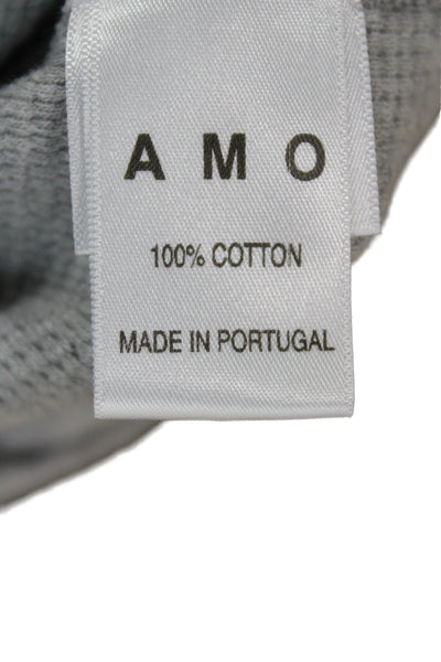 Amo Women Basic Gray Striped Cotton Crew Neck Long Sleeve T-Shirt Size XS