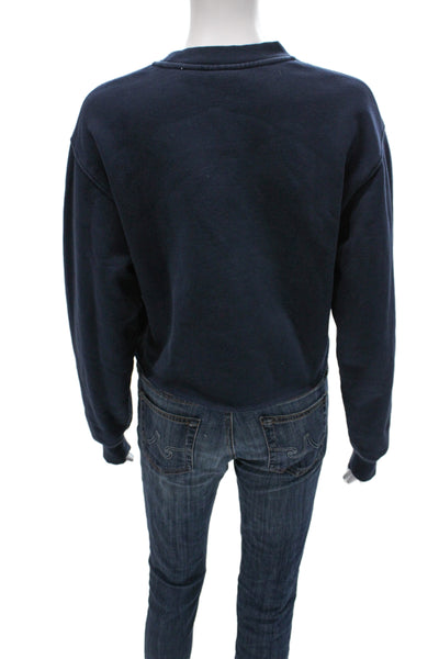 TNA Womens Pullover Sweatshirt Blue Cotton Blend Crew Neck Long Sleeve Size S