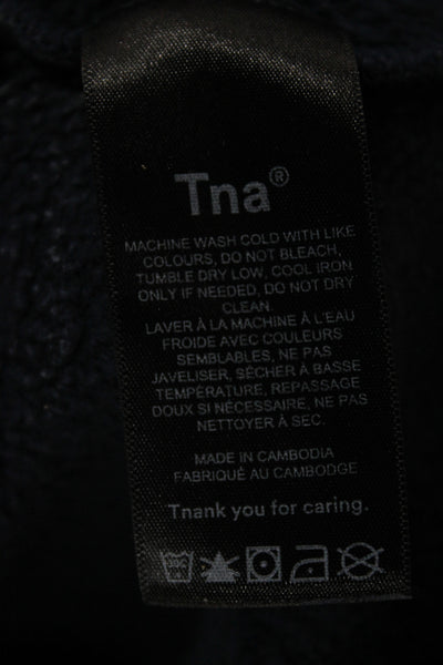 TNA Womens Pullover Sweatshirt Blue Cotton Blend Crew Neck Long Sleeve Size S