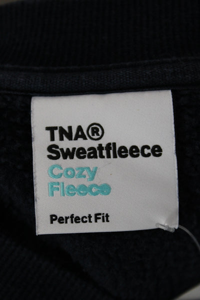 TNA Womens Pullover Sweatshirt Blue Cotton Blend Crew Neck Long Sleeve Size S