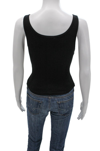White Fox Womens Basic Black Rayon Henley Sleeveless Tank Size S