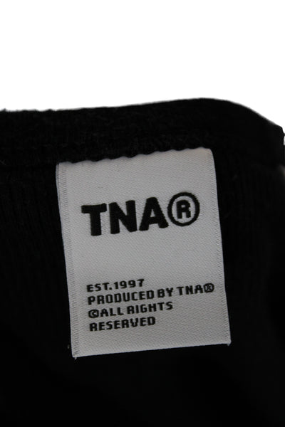 TNA Womens Basic Henley Long Sleeve Gray T Shirt Button Size S