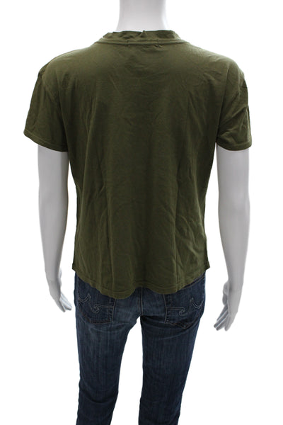 Perfect White Tee Women Basic Crew Neck T-Shirt Green 100% Cotton Size XS