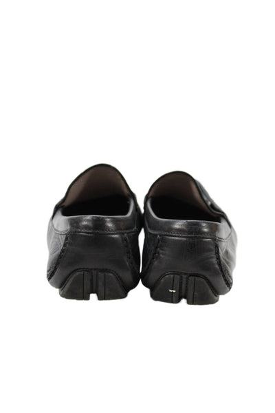 Ferragamo Mens Leather Square Top Slip On Loafers Black Size 12