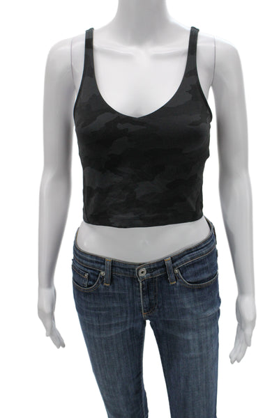 Lululemon Womens Black Camouflage Sports Bra Nylon Sleeveless Size 6