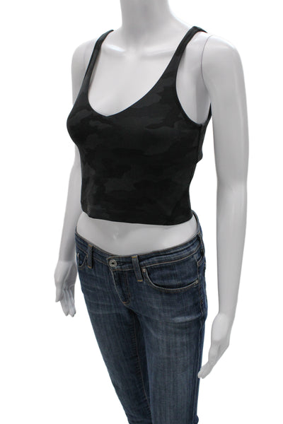 Lululemon Womens Black Camouflage Sports Bra Nylon Sleeveless Size 6