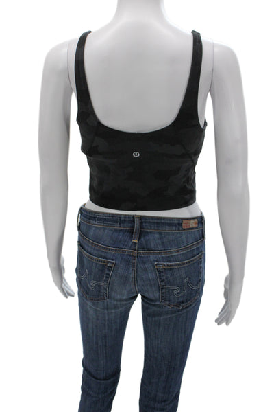 Lululemon Womens Black Camouflage Sports Bra Nylon Sleeveless Size 6