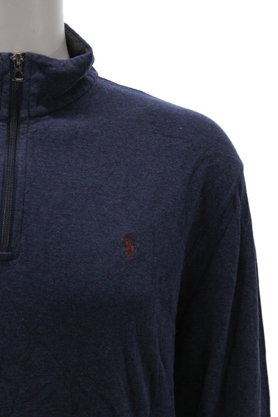 Polo Ralph Lauren Mens Pullover Sweater Blue Solid High Neck Size 2XL