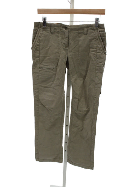 Theory Womens Green Cotton Cargo Pants Button Closure Size 2
