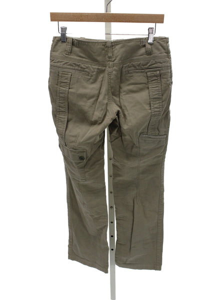 Theory Womens Green Cotton Cargo Pants Button Closure Size 2