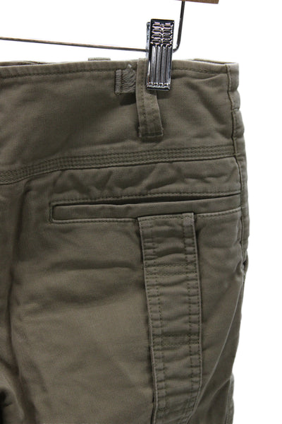 Theory Womens Green Cotton Cargo Pants Button Closure Size 2