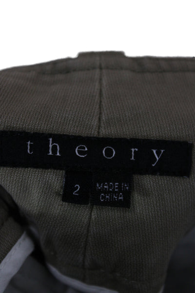 Theory Womens Green Cotton Cargo Pants Button Closure Size 2