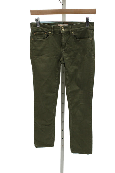Tory Burch Women Skinny Green Cotton Jeans Size 25