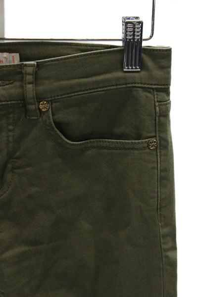 Tory Burch Women Skinny Green Cotton Jeans Size 25