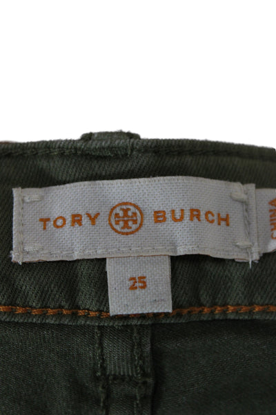 Tory Burch Women Skinny Green Cotton Jeans Size 25