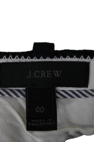 J Crew Womens Cropped Herringbone Linen Pants Gray Zip Size 00