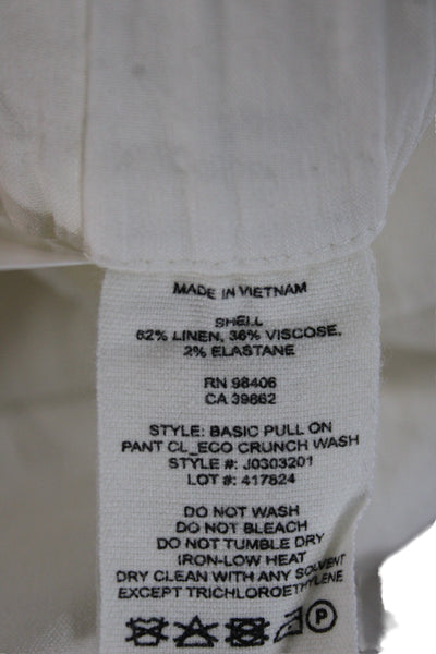 Theory Women White Linen Blend Capri Pants Pull On Size 00