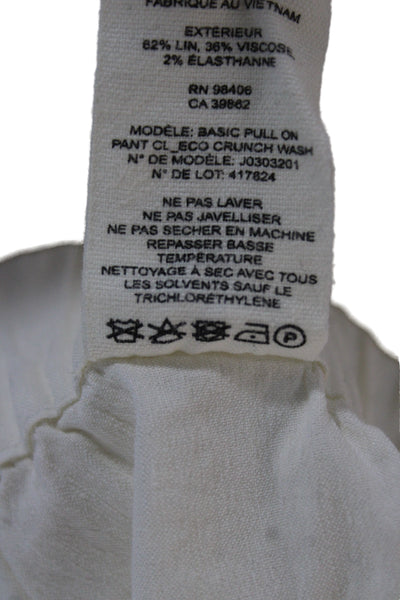 Theory Women White Linen Blend Capri Pants Pull On Size 00