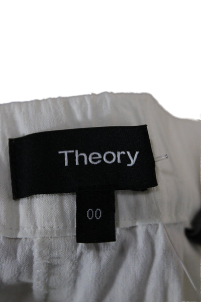 Theory Women White Linen Blend Capri Pants Pull On Size 00