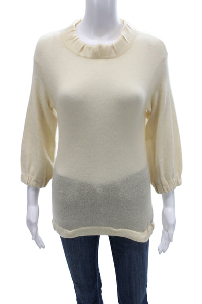 Vince Womens Ivory Pullover 3/4 Sleeve Round Neck Size XS