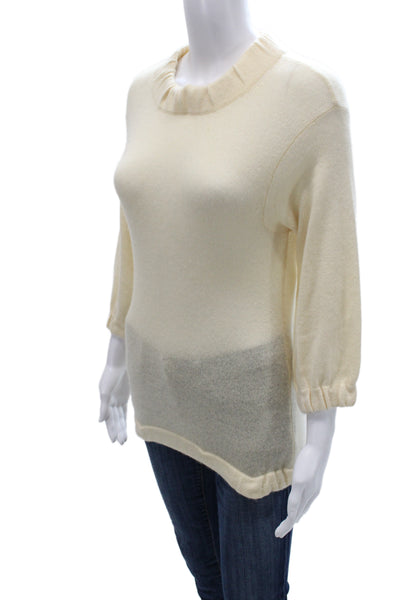 Vince Womens Ivory Pullover 3/4 Sleeve Round Neck Size XS