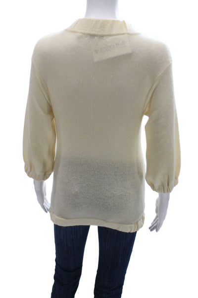 Vince Womens Ivory Pullover 3/4 Sleeve Round Neck Size XS