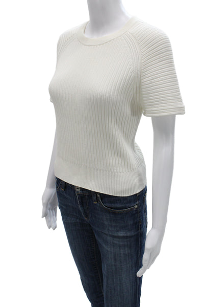 Theory Womens Pullover Sweater White Short Sleeve Crew Neck Size PS