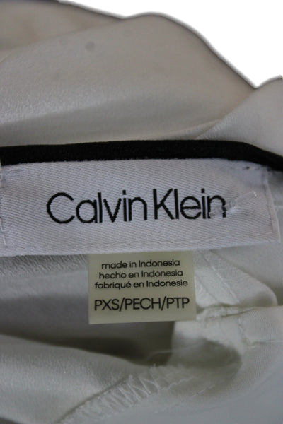 Calvin Klein Women Basic Long Sleeve Polyester Round Neck Blouse Petite Size XS