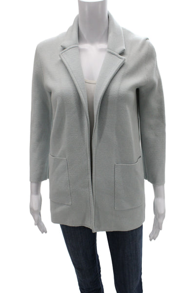 J Crew Women Blue Collared Cotton Blend Cardigan 3/4 Sleeve Size 2XS