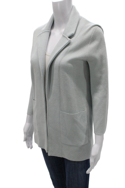 J Crew Women Blue Collared Cotton Blend Cardigan 3/4 Sleeve Size 2XS