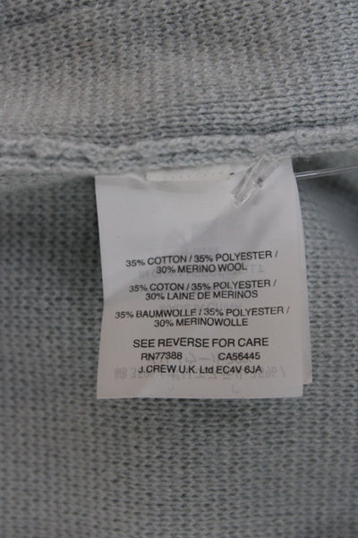 J Crew Women Blue Collared Cotton Blend Cardigan 3/4 Sleeve Size 2XS