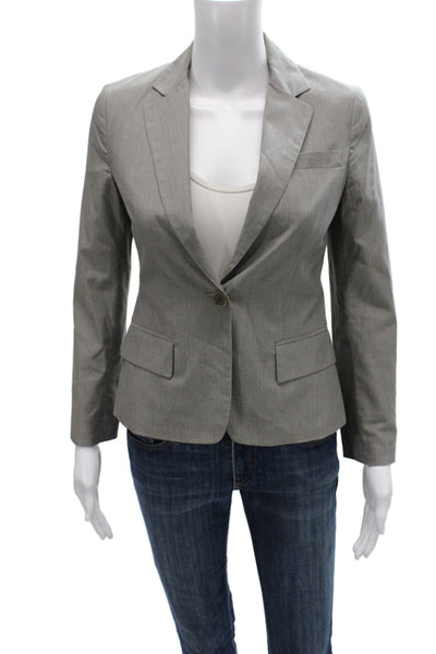 Theory Women Basic Jacket Gray Striped Cotton Long Sleeve Size 0