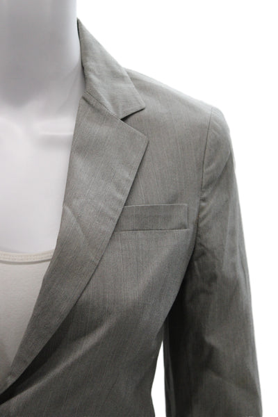 Theory Women Basic Jacket Gray Striped Cotton Long Sleeve Size 0