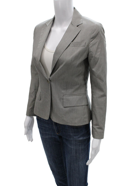 Theory Women Basic Jacket Gray Striped Cotton Long Sleeve Size 0