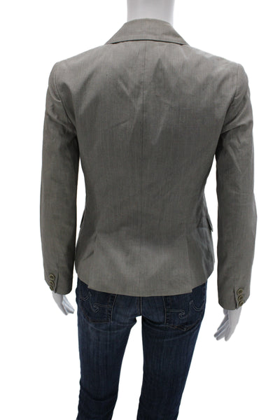 Theory Women Basic Jacket Gray Striped Cotton Long Sleeve Size 0