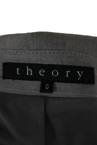 Theory Women Basic Jacket Gray Striped Cotton Long Sleeve Size 0