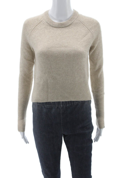 OGD Womens Pullover Wool Crew Neck Solid Beige Sweater Size S