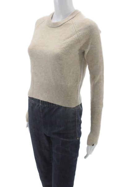 OGD Womens Pullover Wool Crew Neck Solid Beige Sweater Size S