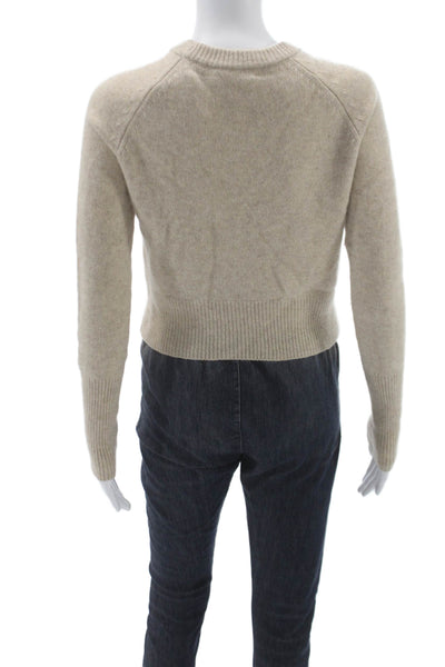 OGD Womens Pullover Wool Crew Neck Solid Beige Sweater Size S