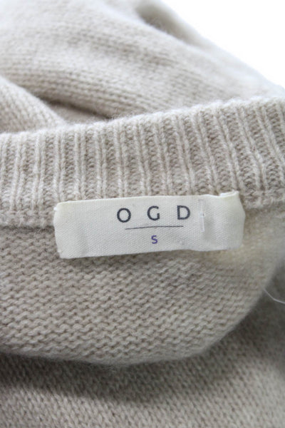OGD Womens Pullover Wool Crew Neck Solid Beige Sweater Size S