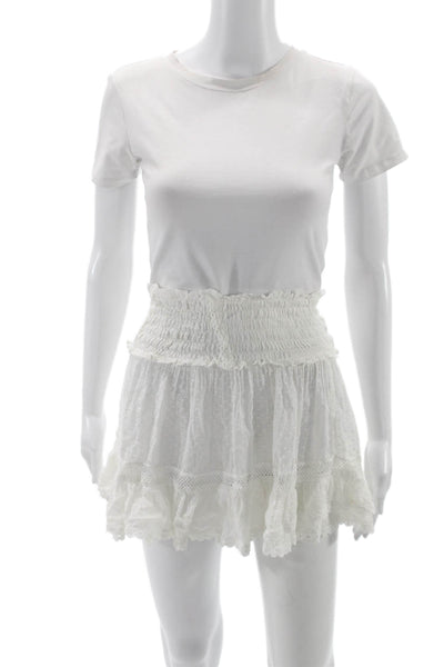 Sunday Women Mini Polka Dot White Skirt Pull On Size S