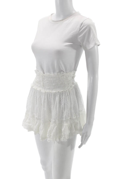 Sunday Women Mini Polka Dot White Skirt Pull On Size S