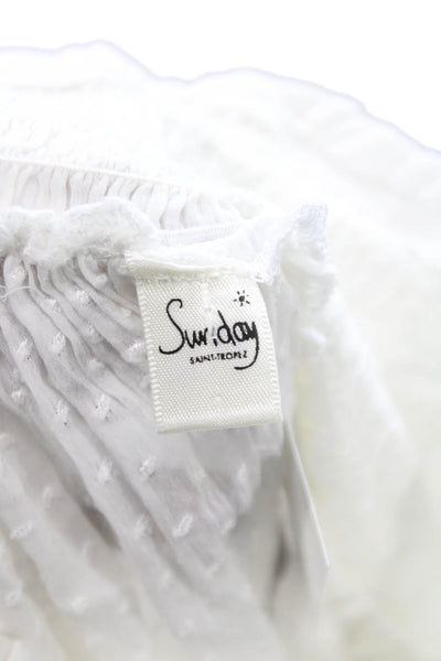 Sunday Women Mini Polka Dot White Skirt Pull On Size S
