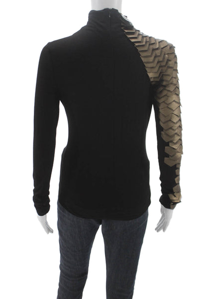 Gracia Women Black Turtleneck Dragon Long Sleeve Blouse Rayon Blend Size S