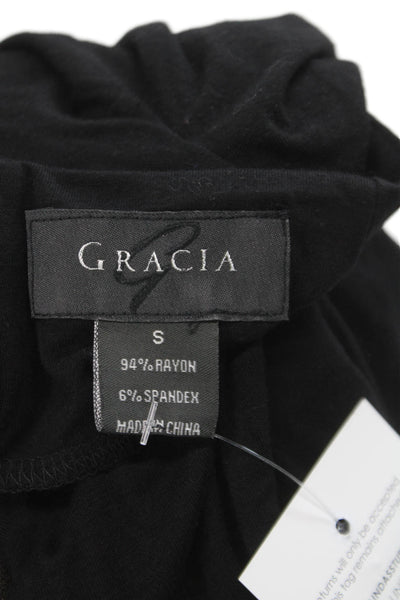 Gracia Women Black Turtleneck Dragon Long Sleeve Blouse Rayon Blend Size S