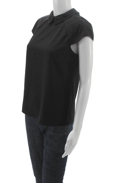 Catherine Catherine Malandrino Women Short Sleeve Black Blouse Size XS