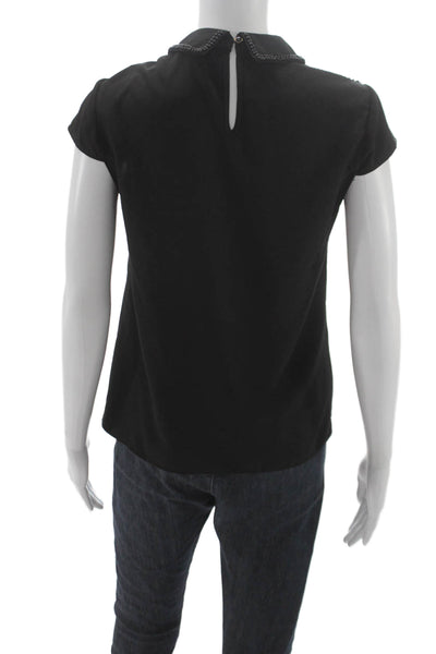 Catherine Catherine Malandrino Women Short Sleeve Black Blouse Size XS
