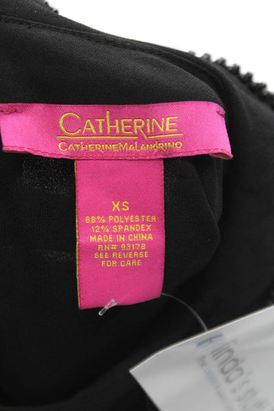 Catherine Catherine Malandrino Women Short Sleeve Black Blouse Size XS