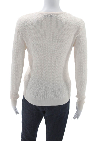 Zara Womens Ivory Cardigan Long Sleeve Round Neck Solid Classic Fall Size M