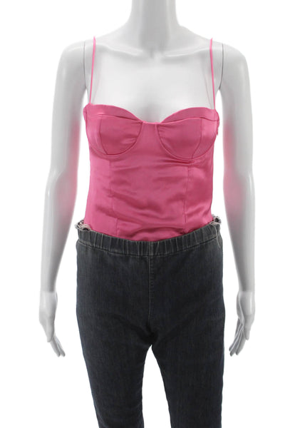 Zara Womens Corset Top Satin Sleeveless Pink Zip Party Size S